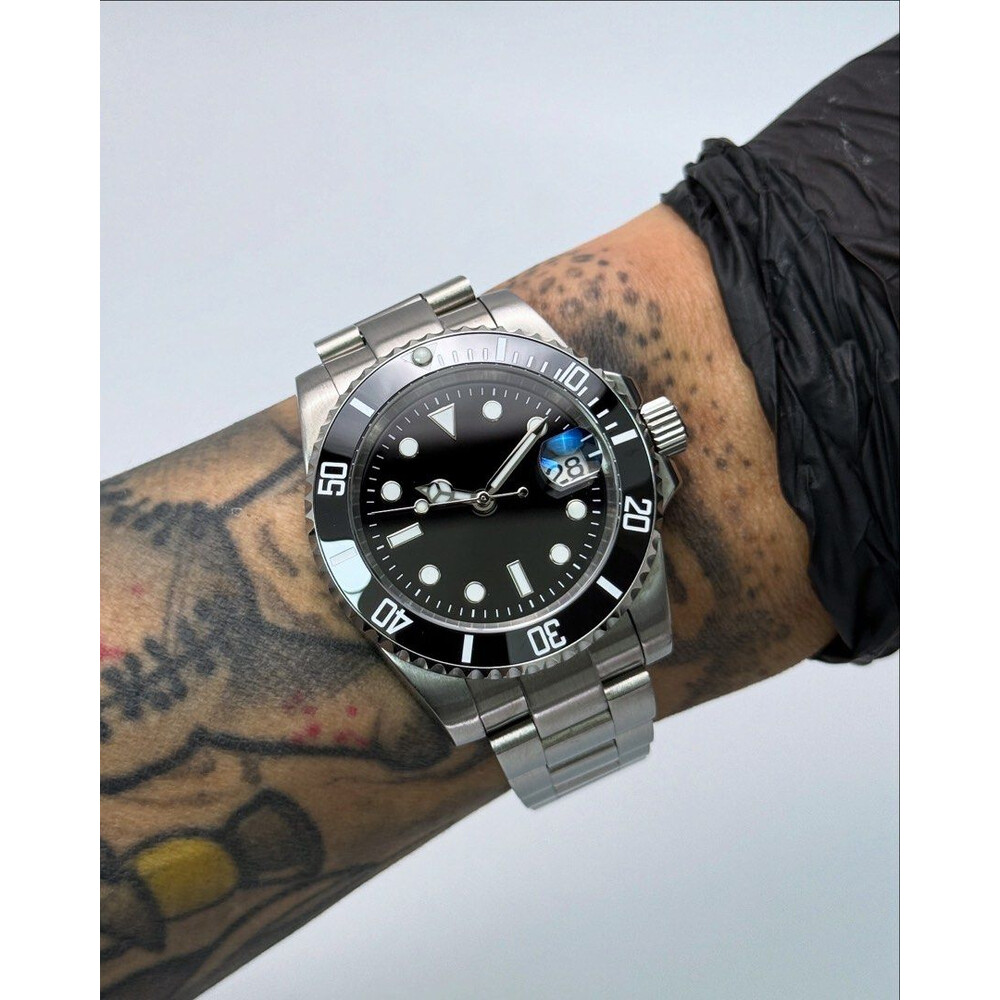 Custom Seiko Mod • Black No Logo Submariner • 40mm